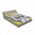 thumbnail image 3 of Ambesonne Animal Fitted Sheet & Pillow Sham Set, Hipster Kitten Cat, Twinxl, Mustard Grey, 3 of 3
