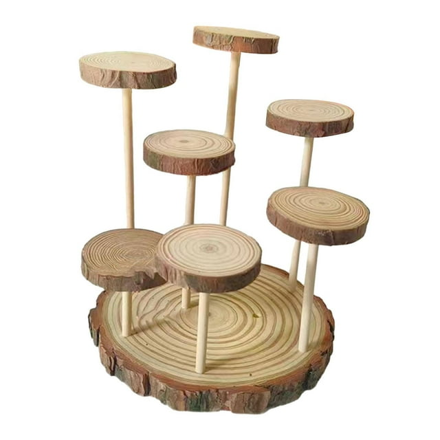 MERIGLARE Wood Display Riser Home Decor Storage Shelf for Cosmetic Accessories Perfume 7 Platforms
