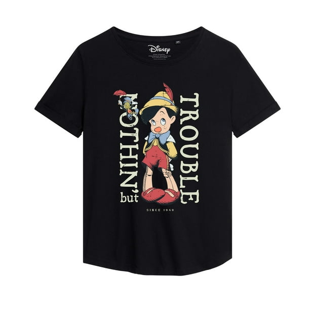 Pinocchio Camiseta Trouble para Mujer Negro Walmart en linea