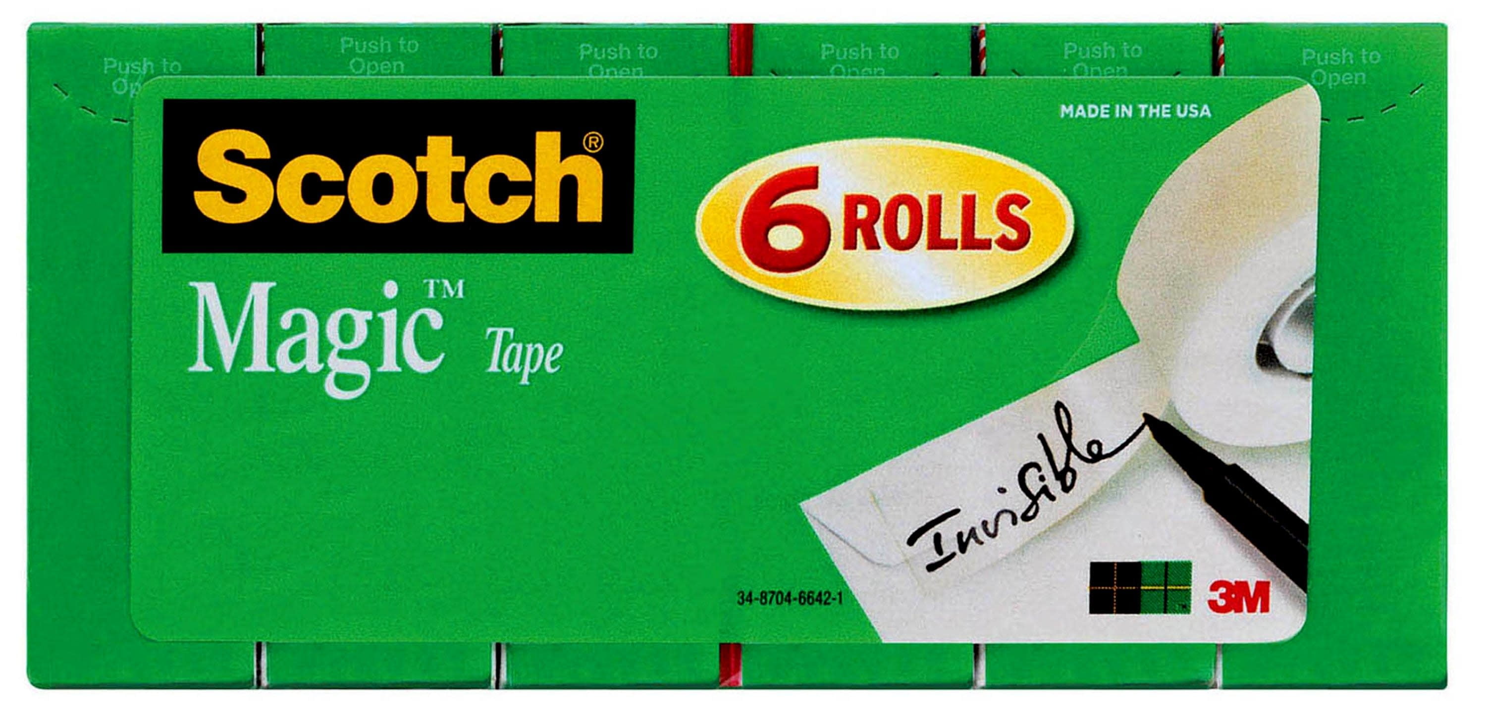Pack of 6 Scotch Magic Tape Refill Roll 3/4" x 900" 1 ea 