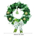 thumbnail image 2 of 16 St Patricks Day Wreath for Front Door Irish Lucky Green Tinsel Shamrock Wall Decoration Spring Artificial Wreath w Balls Bow, 2 of 6