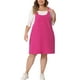 thumbnail image 1 of GRACE & GRANDEUR Vestido de mezclilla sin mangas para mujer de talla grande, casual, midi de verano con bolsillos 1X Rosa intenso, 1 of 8