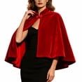 thumbnail image 3 of Jsaierl Women's Velvet Capelet Shawl Cloak Tie Front Short Collared Vampire Halloween Cosplay Costume Cape, 3 of 8