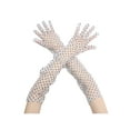 thumbnail image 1 of Guantes de malla de lunares para mujer, guantes de tul de organza extra largos, 1 par, talla única, puntos blancos y negros, 1 of 6