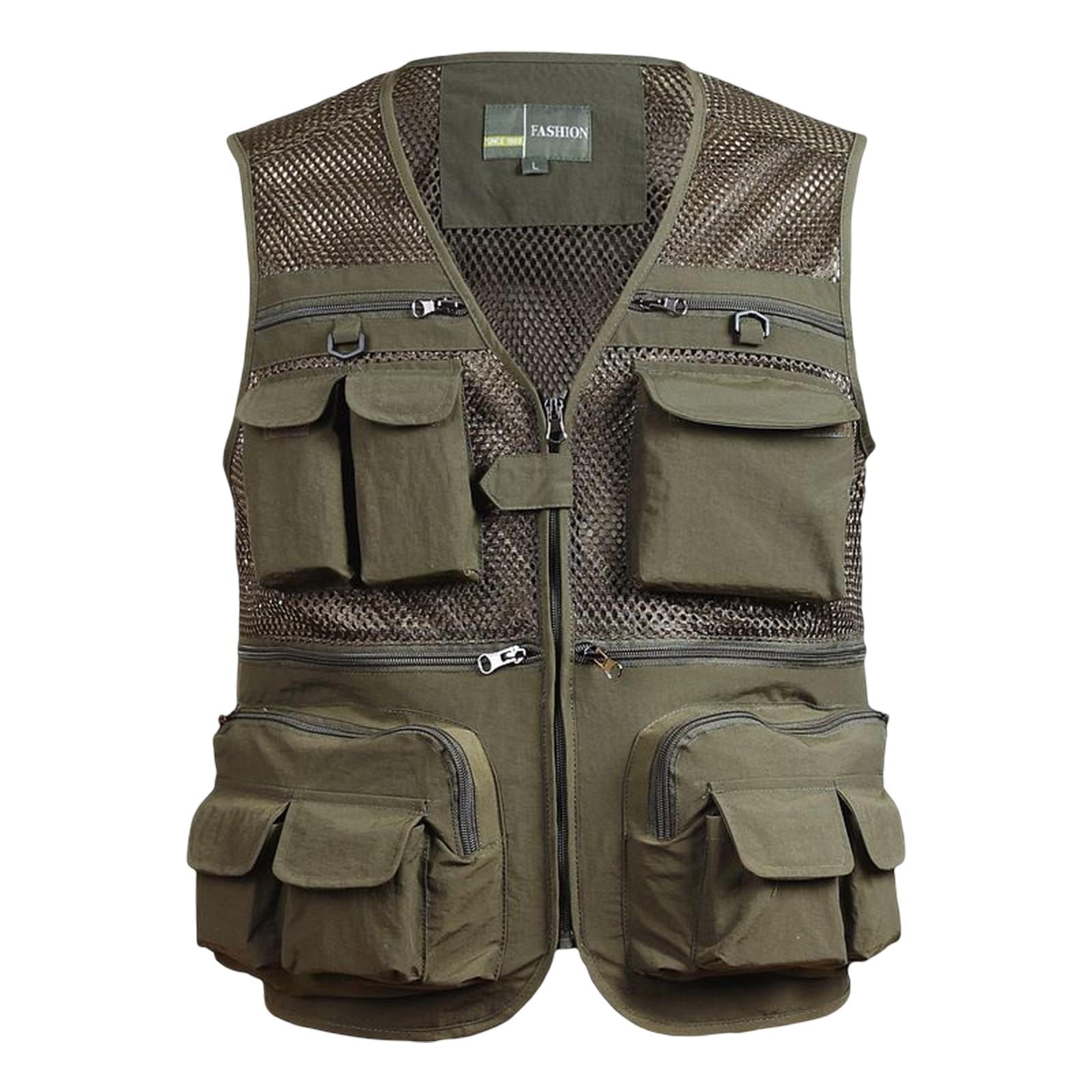 Men Mesh Waistcoat Pocket Gilet Sleeveless Utility Jacket Hiking Fishing  Outdoor