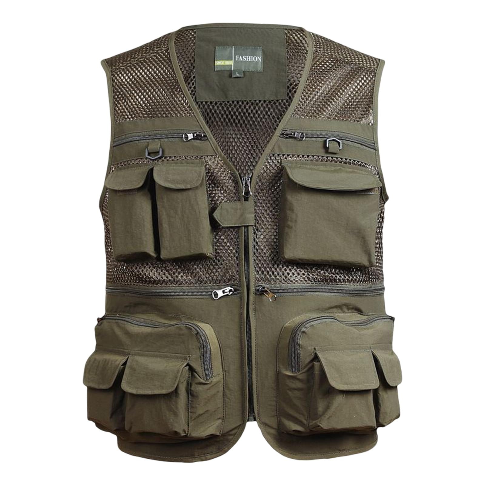 Veste Sans Manches pour Hommes de Photographie de Peche en Plein Air avec Plusieurs Poches pour la Chasse Camping Randonnee Vert 2XL