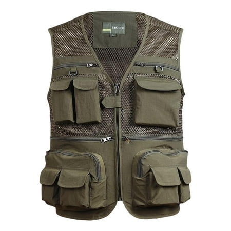 Mens Mesh Outdoor Work Fishing Travel Photo Cargo Vest Multi Pockets  Breathable 2XL