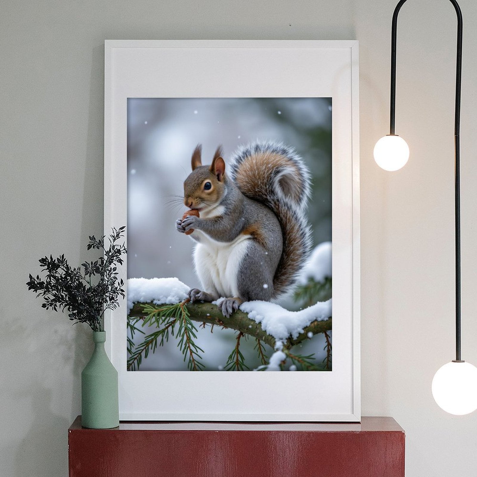Diamond Art Kit for Adults, Squirrel Winter Snowy Branch Acorn Diamond Painting for Adults Beginners, DIY Diamond Art Painting Kits, 5D Diamond Painting Crafts for Home Decor 12x16 Frameless