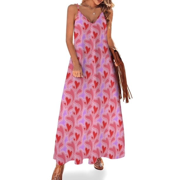 Nuevo vestido sin mangas con corazones flotantes en color lavanda, vestido de noche de verano