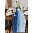 thumbnail image 2 of Navy Blue Burlap Cotton Table Runner 13x70 Inches Long, Ombre Modern Oil Painting Aesthetics Abstract Art Farmhouse Table Runners, Outdoor Dining Tablecloths Decor for Baby Shower/Party/Wedding, 2 of 6