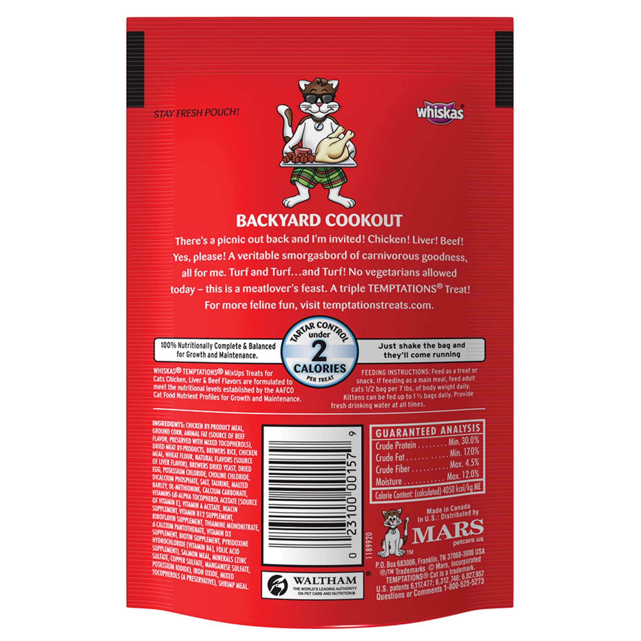 Temptations Mixups Variety Pack Flavors Crunchy and Soft Cat Treats, 3 oz Pouches, 6 Pack
