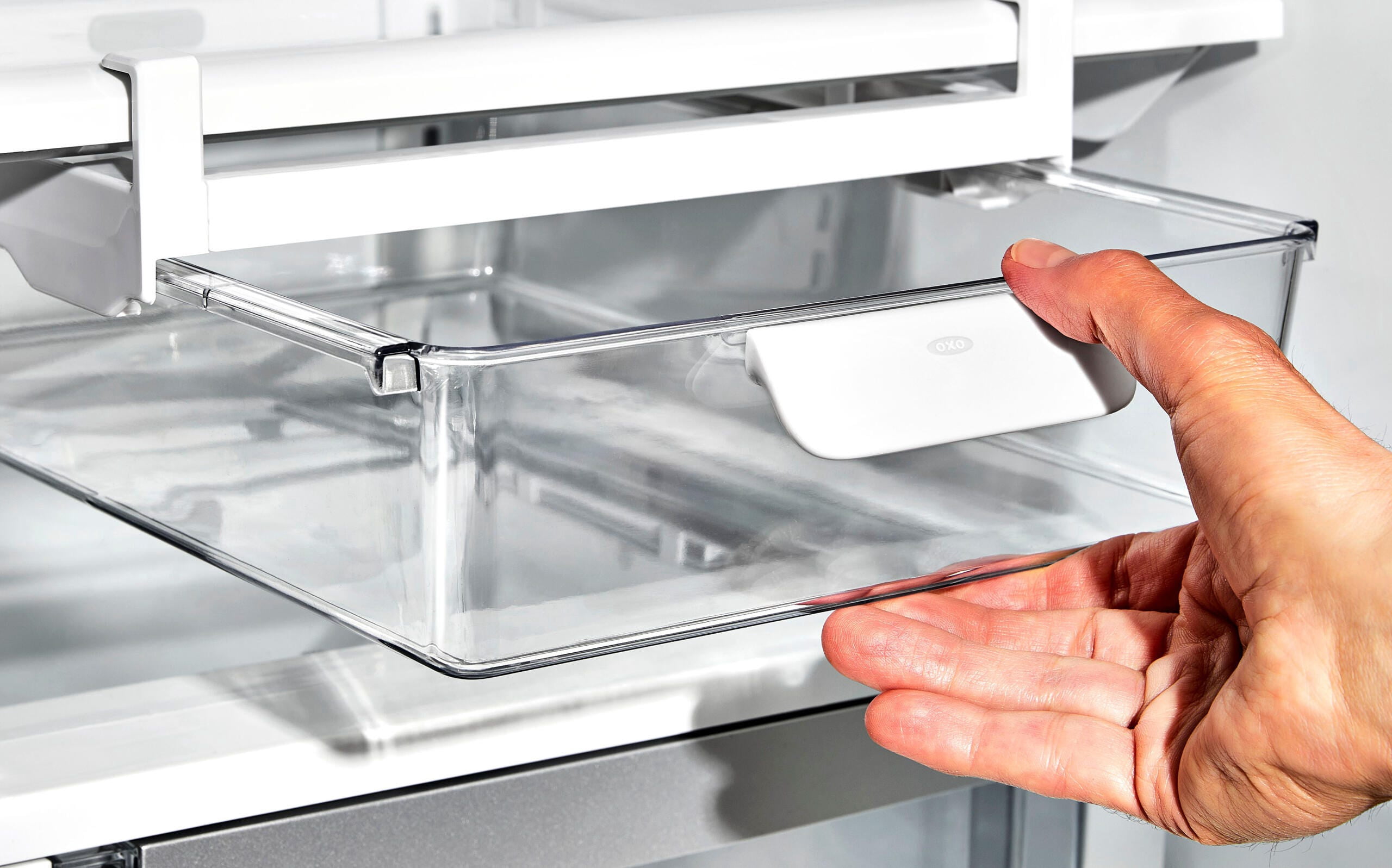 OXO Refrigerator Organizer Undershelf Drawer, 14-Inch Depth, Clear