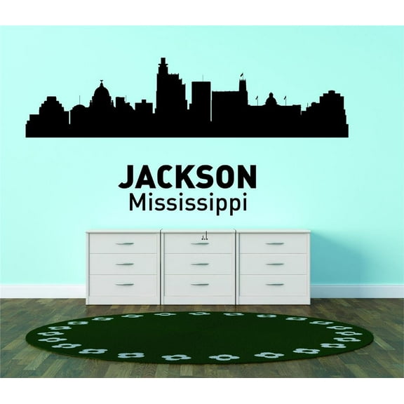 Jackson Mississippi United States Major City Geographical Map Landmark - Vinyl Wall Decal - 20x42