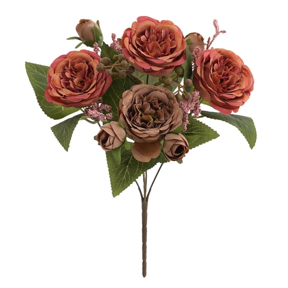 Vintage Artificial Peonies Silk Flowers and Hydrangeas for Wedding Bridal Home Décor – Beautiful Floral Centerpiece Arrangement Decoration, Dining Table Centerpieces Party Decor(Orange,13.4x8")