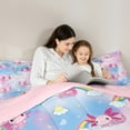 thumbnail image 5 of Castle Fairy Kids Children Cartoon Rainbow Axolotl Full Size Comforter Sets 3-Piece,Kawaii Gradient Bedding Comforter Set,Starry Sky Lightweight Bedding Sets,Microfiber Bedroom Decor,Reversible, 5 of 8