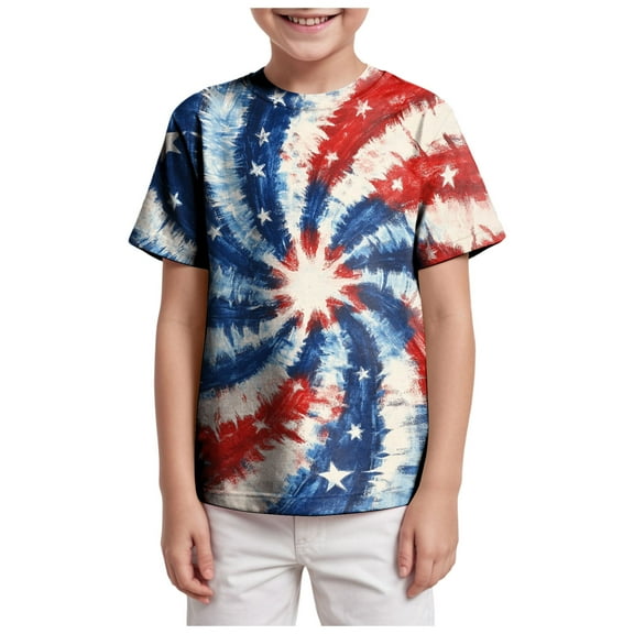 Zshosam 4th of July Tshirt for Kids Boys 4th of July Holidays Short Sleeve Graphic T-Shirts Size 4T 5T,(Light Blue 4-5 Years)