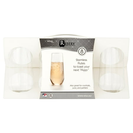 Stemless Flute Glass - Reserv Stemless Flutes Champagne Glasses, 8 count