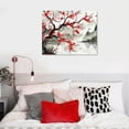 thumbnail image 5 of ONETECH Plum Canvas Wall Art Traditional Chinese Mountain Lake Flower Blossom Tree Picture Prints Modern Black and Red Landscape Artwork Kitchen Home Living Room Bedroom Decor Framed, 5 of 6