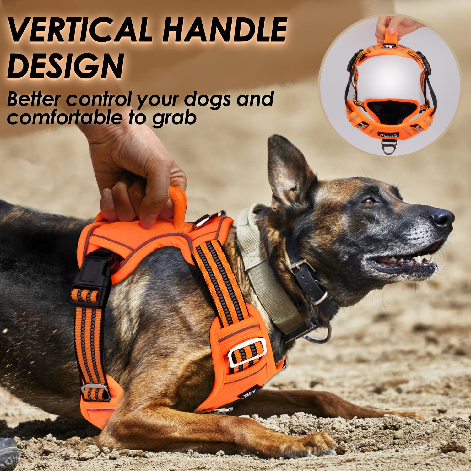 AUTOWT No Pull Dog Harness - Heavy Duty, No Choke Design with 2 Leash Clips & Adjustable Padded Vest