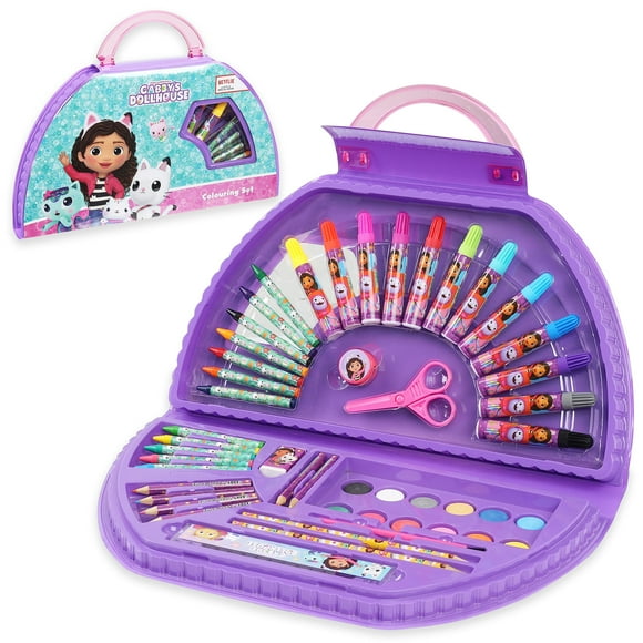 Gabby's Dollhouse Art Set Kids Colouring Set Drawing Gifts for Girls (Purple Halfmoon Set)