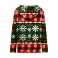 thumbnail image 3 of Women's Casual Fashion Long-Sleeve Zip-Up Hoodie with Christmas Print, Knitted Pullover for Comfortable Wear and Style,Dark Green,2XL, 3 of 7
