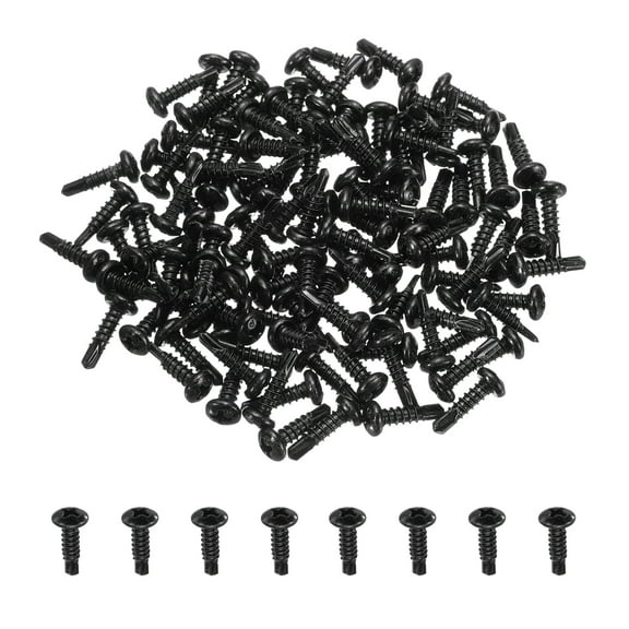Uxcell 120Pcs M3.5 x 13mm Pan Head Self Tapping Screws for Metal, Black