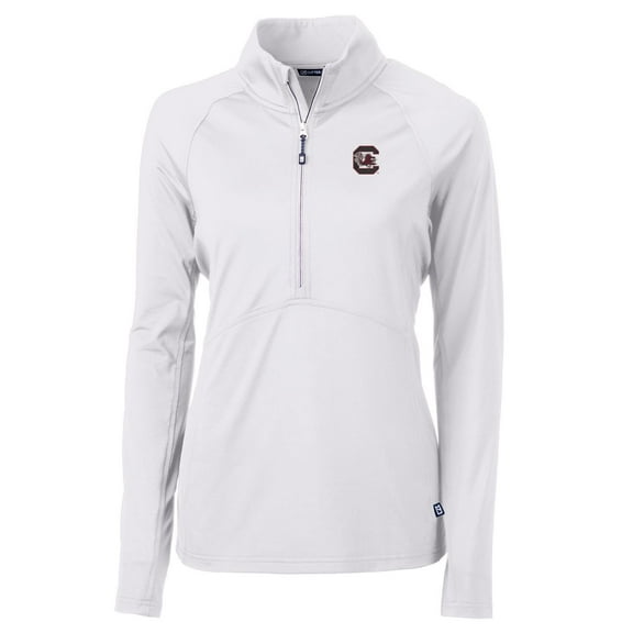 Women's Cutter & Buck White South Carolina Gamecocks Adapt Eco Knit Half-Zip Pullover Jacket