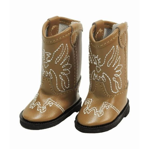 American Fashion World Light Brown Eagle Cowboy Boot Fits 14 Inch Doll