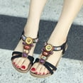 thumbnail image 3 of huanledash Summer Bohemian Women Sandals Straps Anti Slip Beads Soft Insole Flat Sandals for Office, 3 of 7