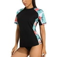thumbnail image 1 of BeautyIn Women's Short Sleeve Rash Guard Floral Printed Swim Shirt UPF 50+, 1 of 7