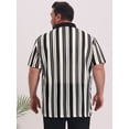 thumbnail image 3 of DARING DIVA Men's Big Tall Colorblock Striped Short Sleeve Button-Down Shirt XL Black, 3 of 7