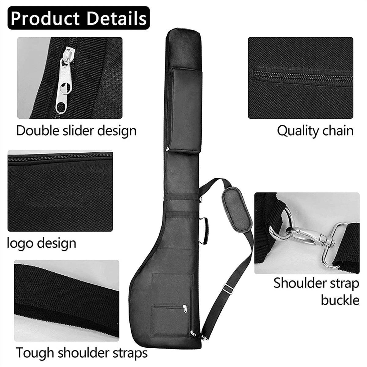 Small Golf Bags, Golf Bag, Sun Day Golf Carry Bag Foldable for Driving Range, Practice Clubs Black