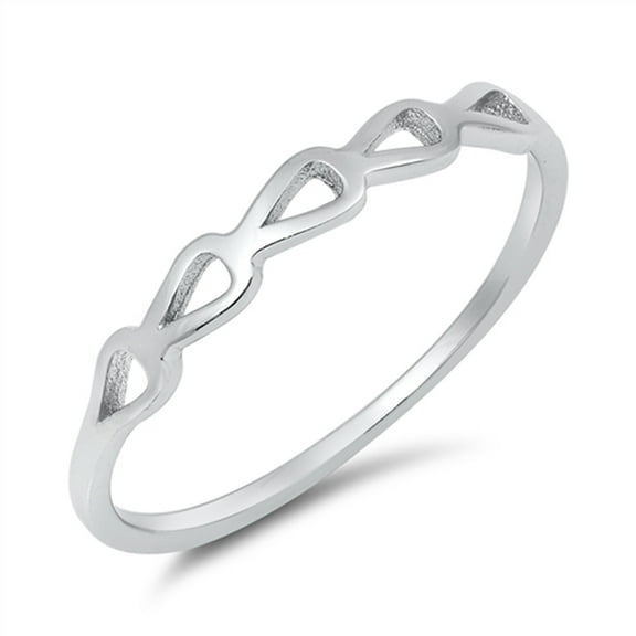 Cute Interlocking Sideways Cutout Teardrop Ring .925 Sterling Silver Band Jewelry Female Size 10
