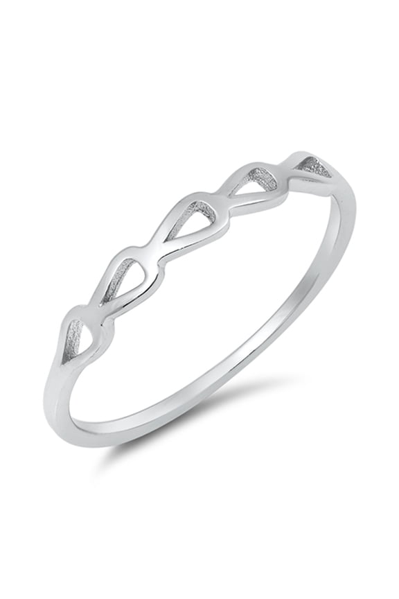 Cute Interlocking Sideways Cutout Teardrop Ring .925 Sterling Silver Band Jewelry Female Male Size 5