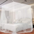 thumbnail image 1 of Queen Canopy Bed Curtains 4 Corners Post Tent Netting White, 1 of 5