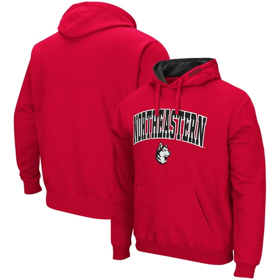 Men's Colosseum Red Northeastern Huskies Arch & Logo 3.0 Pullover Hoodie