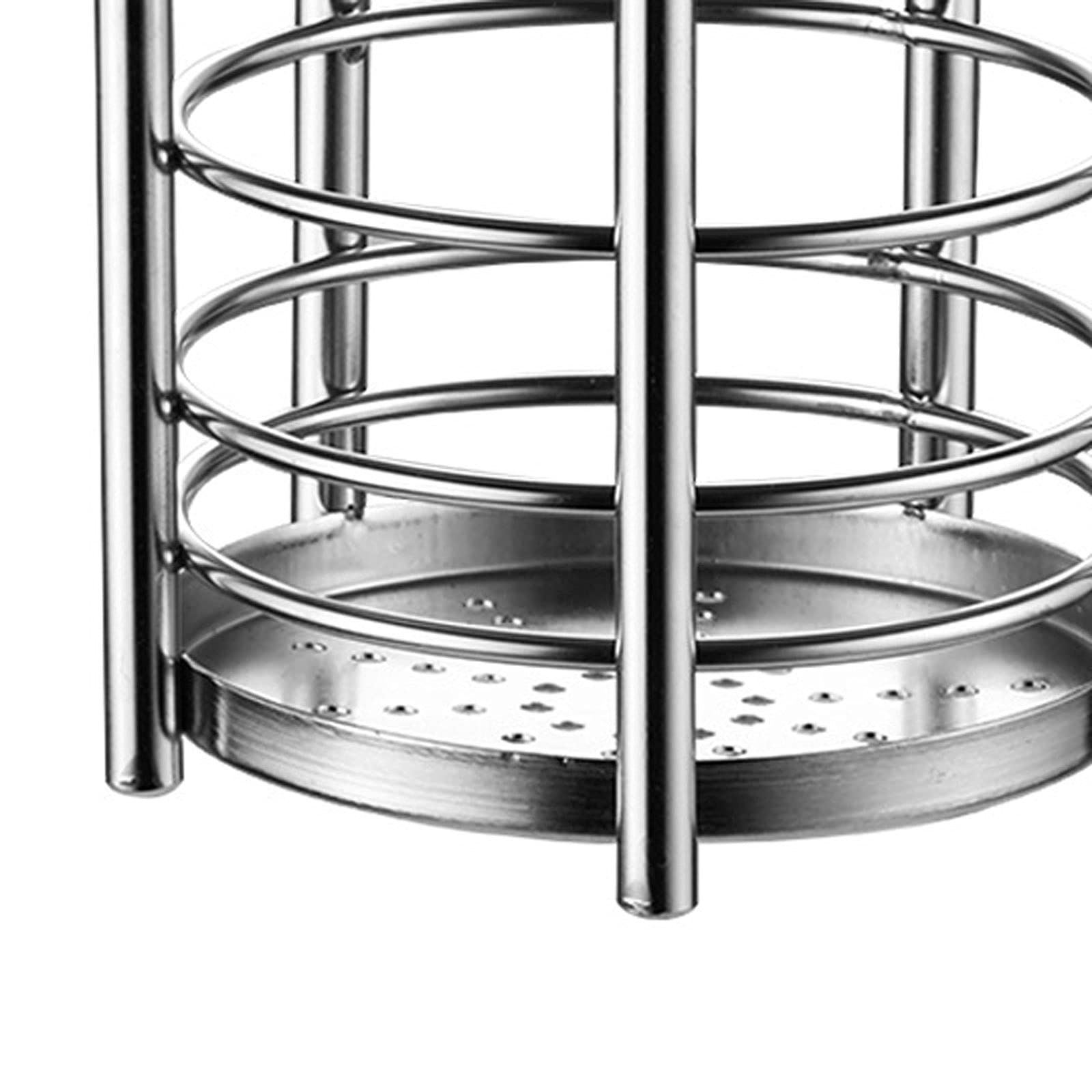Just Houseware Gold Stainless Steel Utensil Holder, Cooking Utensil Organizer with Drain Holes, Extra Large Kitchen Utensil Holders for Countertop