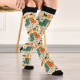 thumbnail image 5 of FORMRS Womens Knee High Socks Casual Long Thick Travel Daily Wear, 1 Pair, Black Cats Reading, 5 of 6
