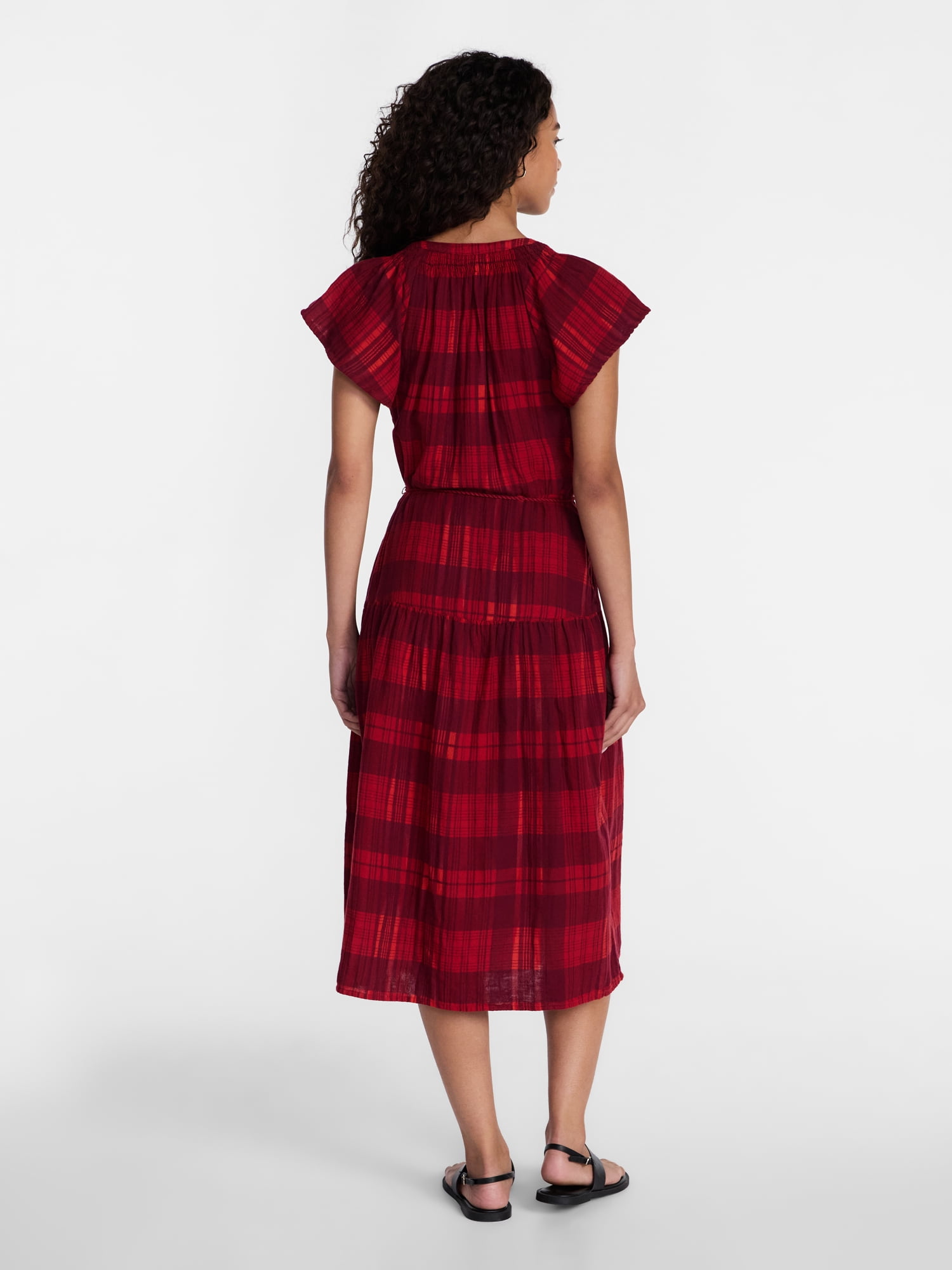 Time and Tru Women's Double Cloth Midi Dress, Sizes XS-XXXL