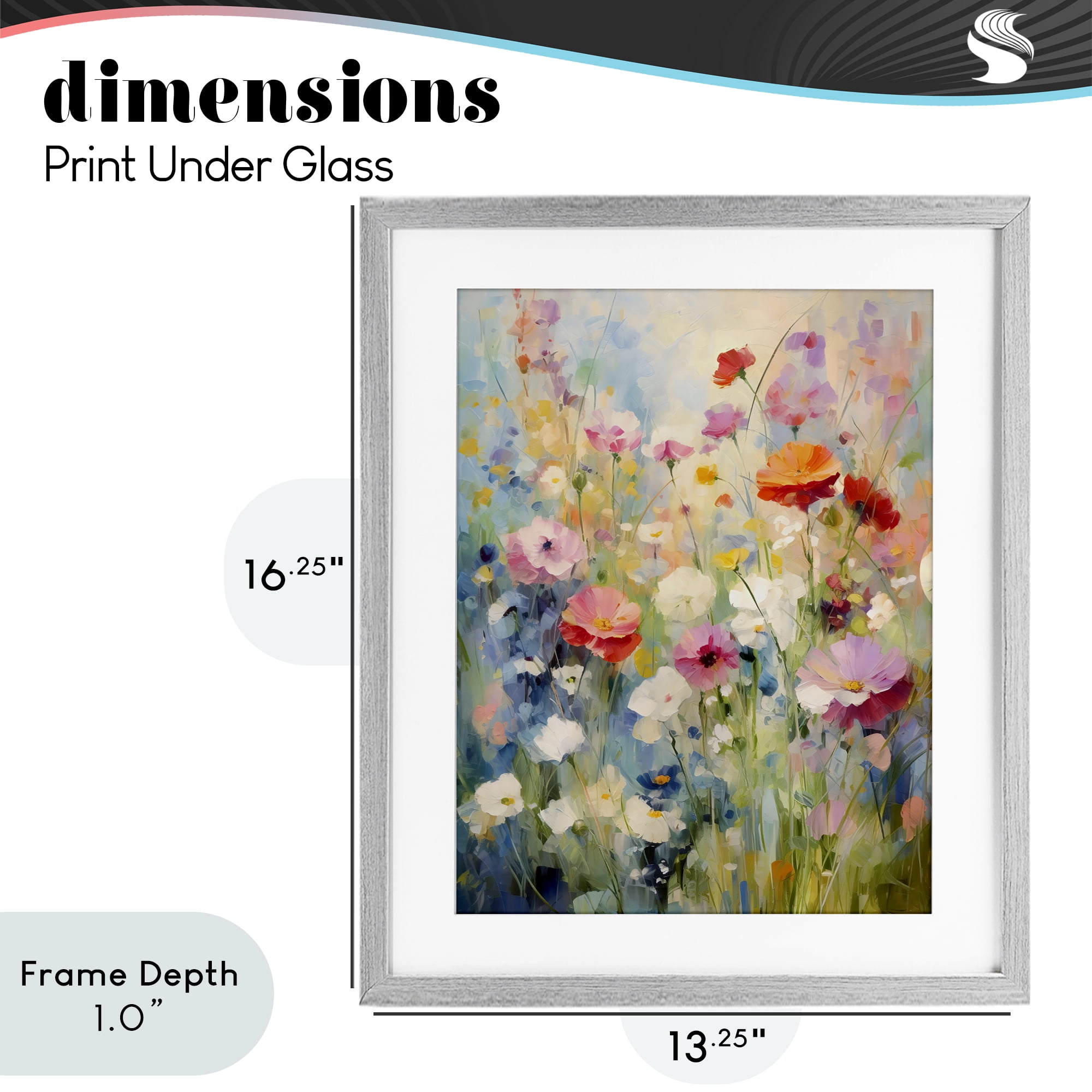 Stupell Industries Wildflower Breeze Impression Gray Framed Print Under Glass, design by Creative Studio