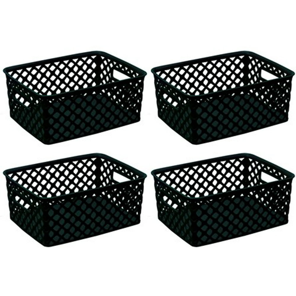 Mainstays Small Decorative Plastic Mesh Basket, 4 Pack, Black Walmart