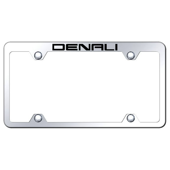 GMC Denali Logo Stainless Steel Wide Body Truck License Plate Frame (Chrome)