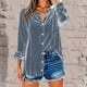 thumbnail image 5 of Tops de otoño,Blusa de terciopelo con cuello en V para mujer, túnica holgada de manga larga, color dorado liso, ropa informal para el hogar, sopatenor, 5 of 9