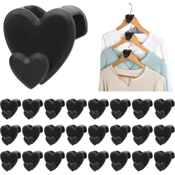 24PCS Space Triangles for Hanging Clothes, Space Saving Hangers Hooks, Black Clothes Hanger Connector Hooks for Organizer Closet Fits All Hangers