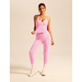 thumbnail image 5 of PISONIC Women 2 Piece Workout Sets V Neck Halter Tank Matching Twist Waist Leggings Yoga Pilates Outfits, 5 of 6