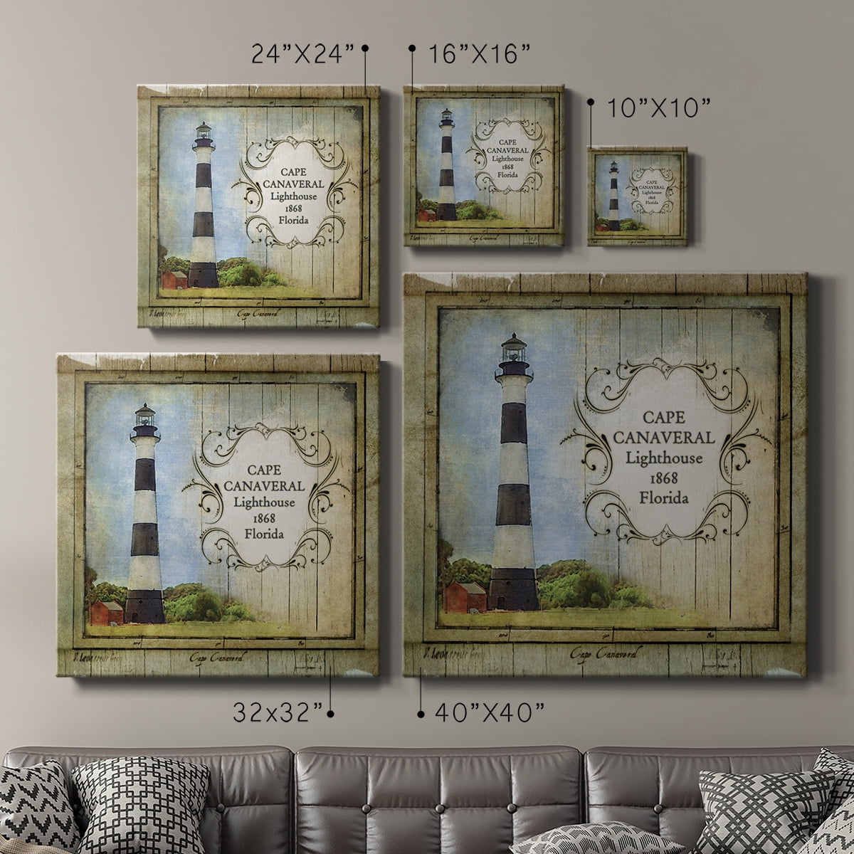 Wexford Home Florida Lighthouse II-Premium Gallery Wrapped Canvas, 32" x 32" - Ready to Hang