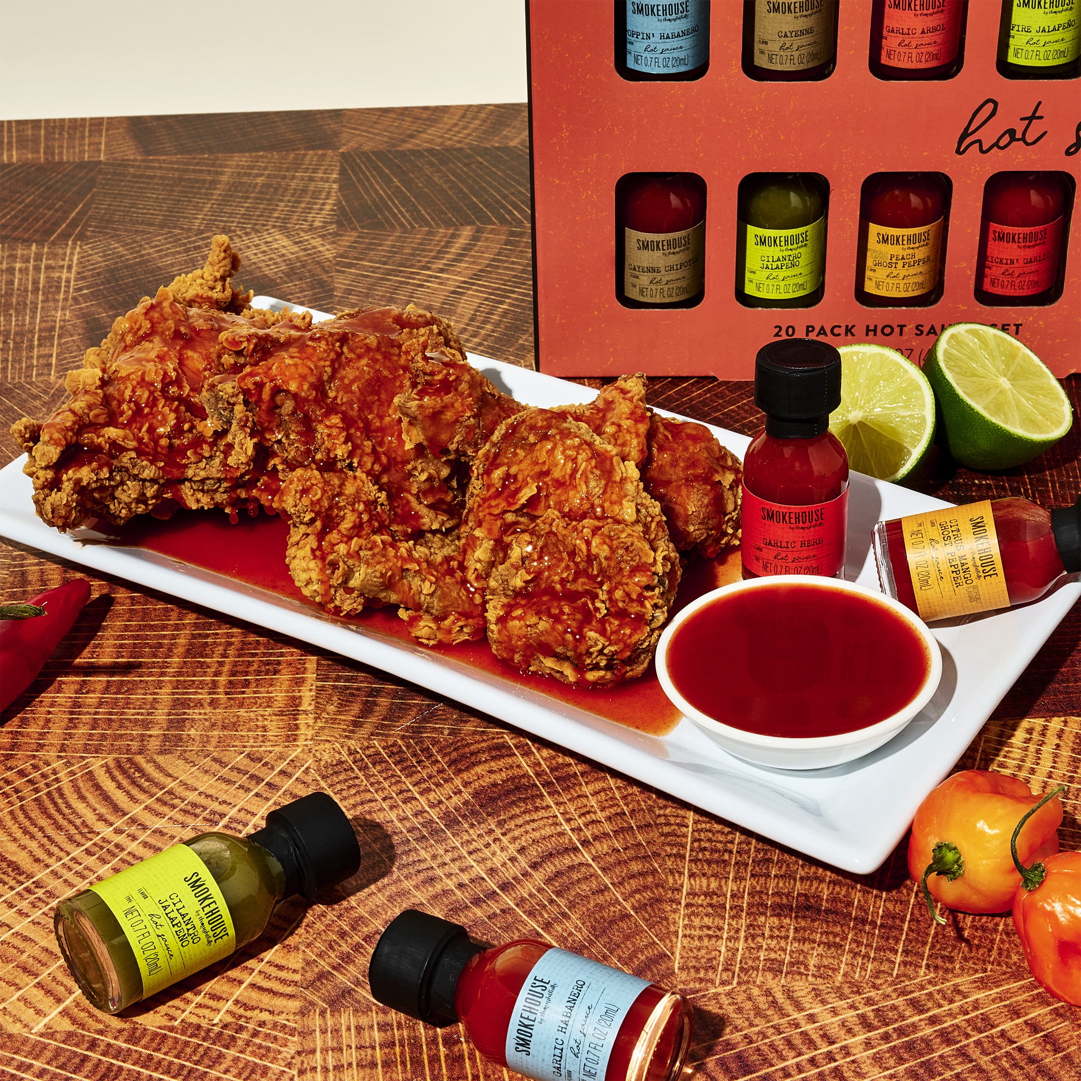 Smokehouse by Thoughtfully Hot Sauce Gift Set, Delicious and Unique Flavors Variety Pack for Father's Day Gifts, 20 Count