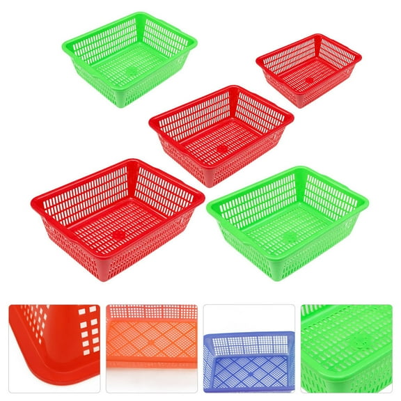 Luxshiny Set of 5 Heavy Duty Rectangular PE Storage Baskets for Home Organization and Daily Use