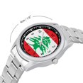 thumbnail image 2 of Lebanese Flag of Lebanon Wrist Watches for Men Metal Band Watch Fashion Three-Hand Watch Gift for Boyfriend Father Husband, 2 of 5