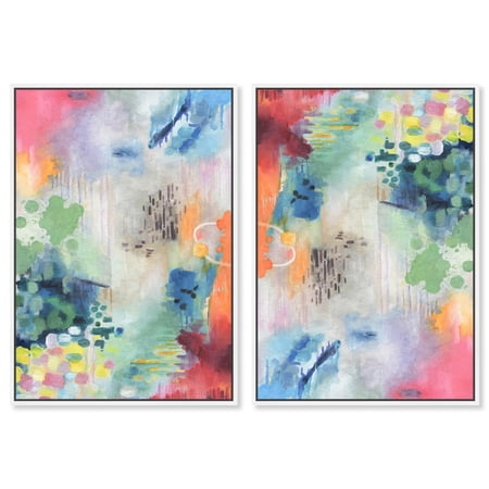 Fun Papers Set Canvas Set of 2 Trendy Art Prints by Art Remedy White Frame 20 x 30
